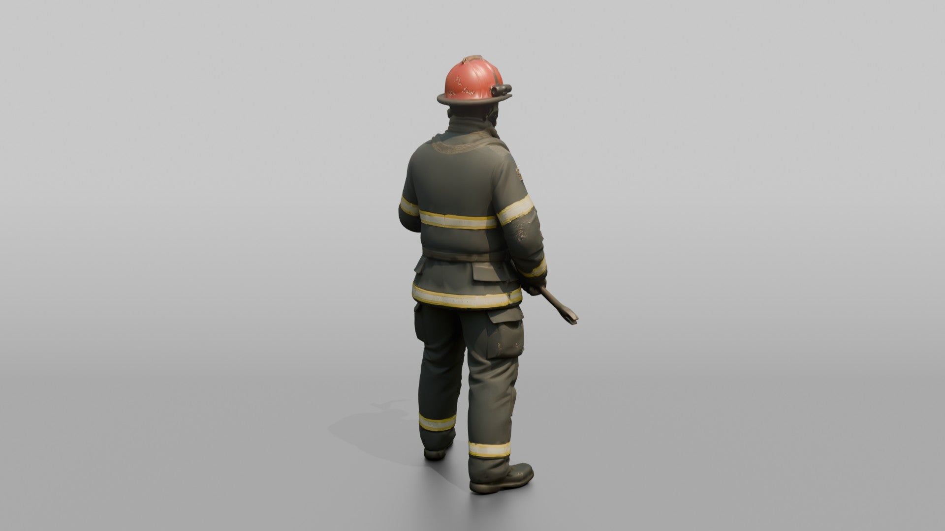 Firefighter Man Wielding a Halligan Entry Tool