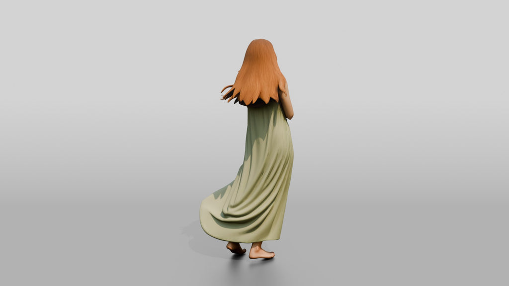 Woman in a Flowing Green Dress