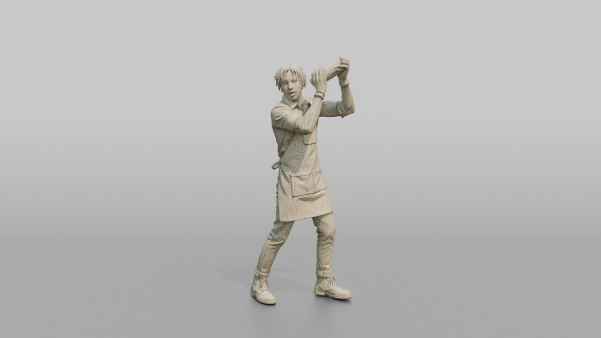 Bartender Man Shaking A Cocktail Shaker Overhead - wireframe topology preview