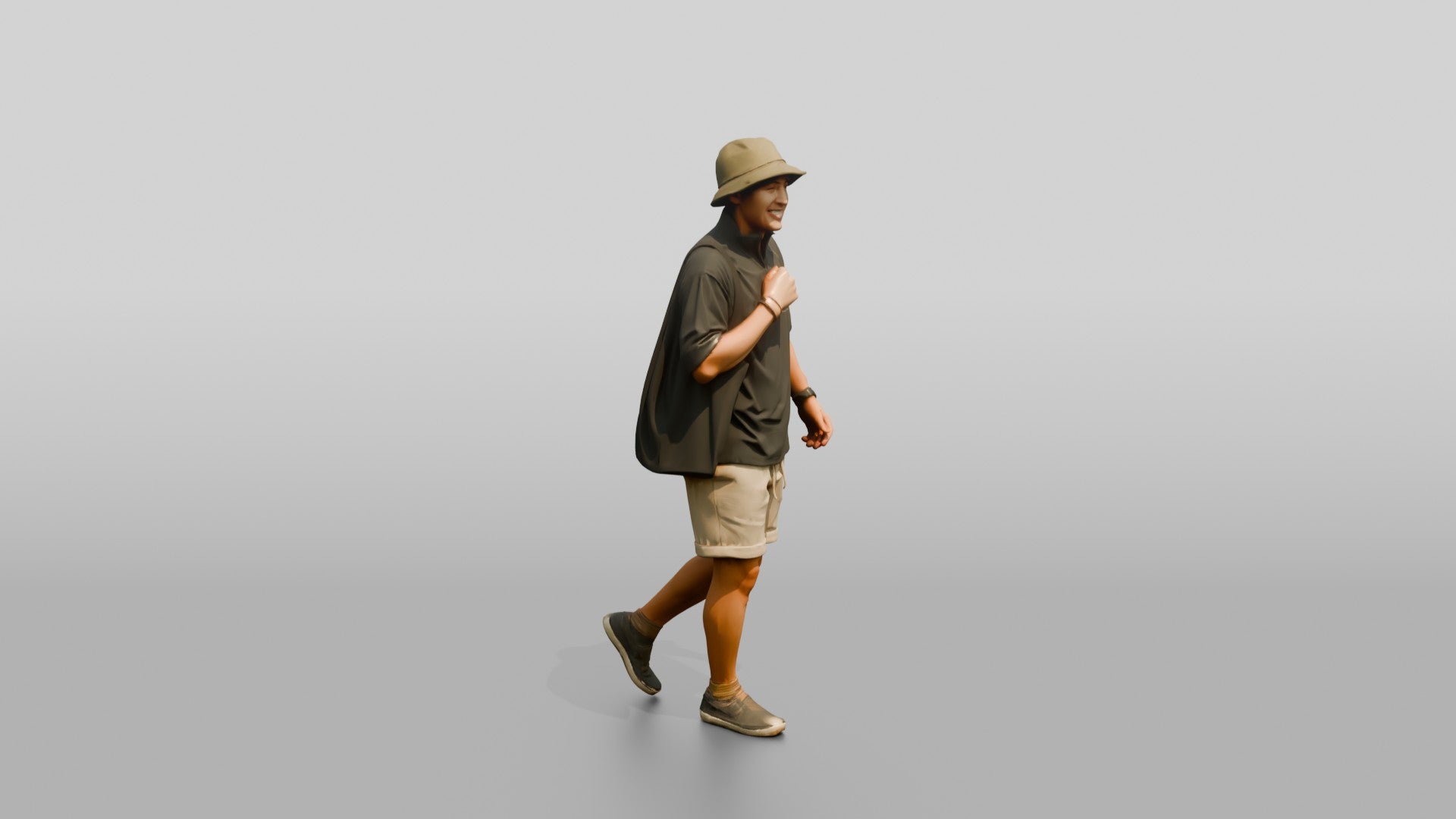 Man Unzipping High Collar of Surf Shirt