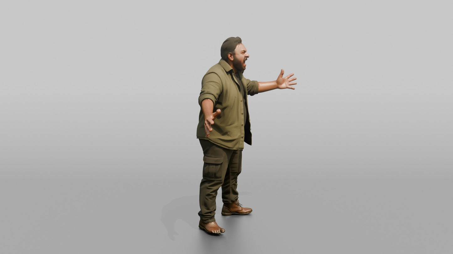 Protester Man Shouting with Arms Outstretched