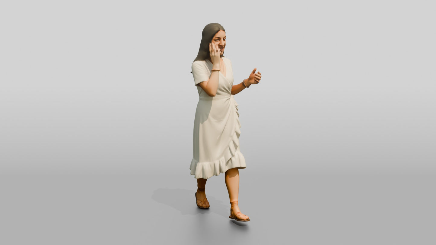 Slender Cypriot Woman Talking Animatedly on Her Phone