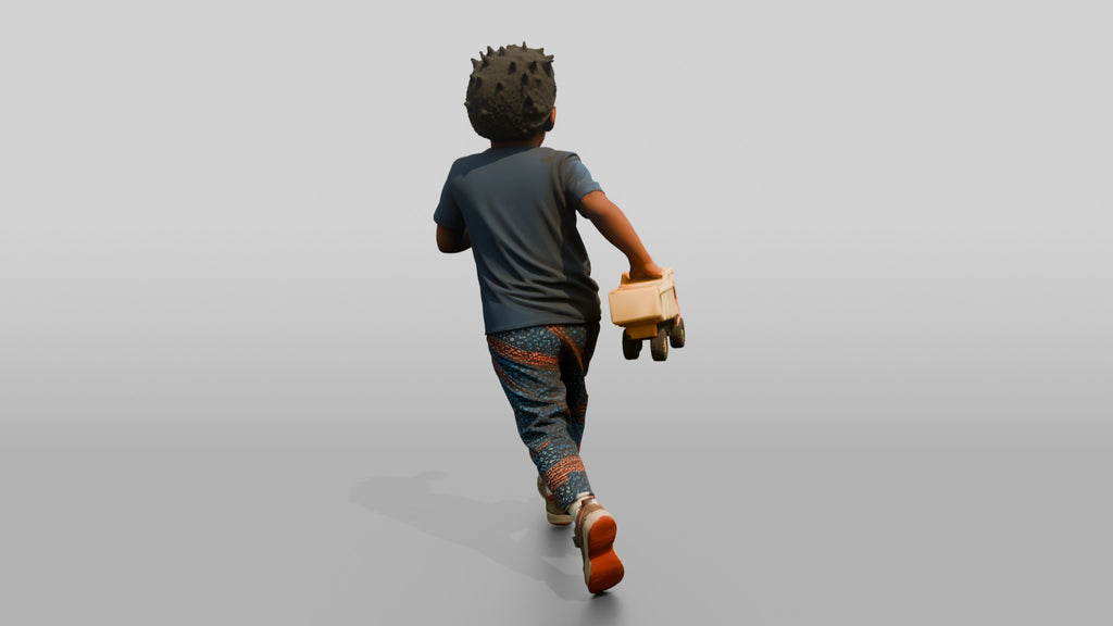 African Boy Running with a Toy Truck