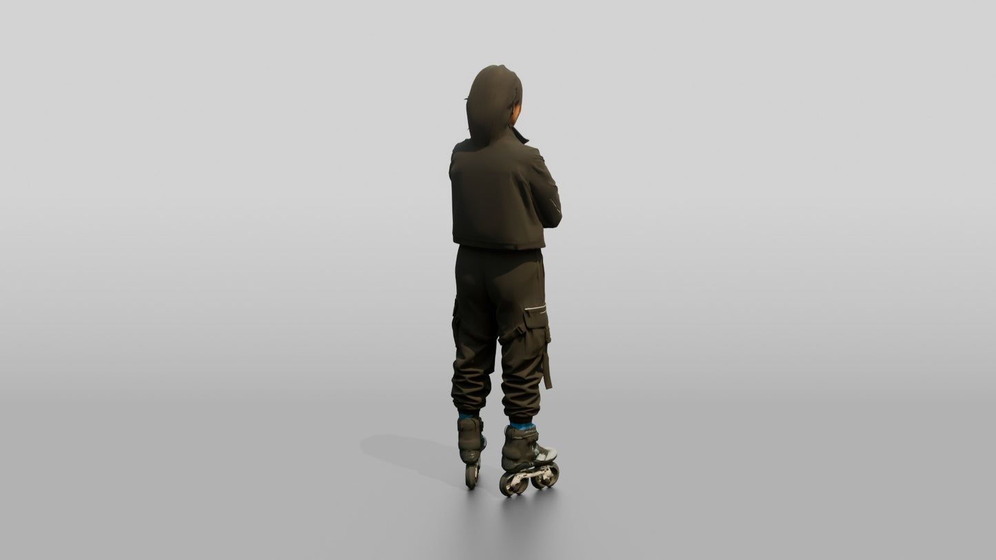 Inline Skater Woman in Cropped Jacket