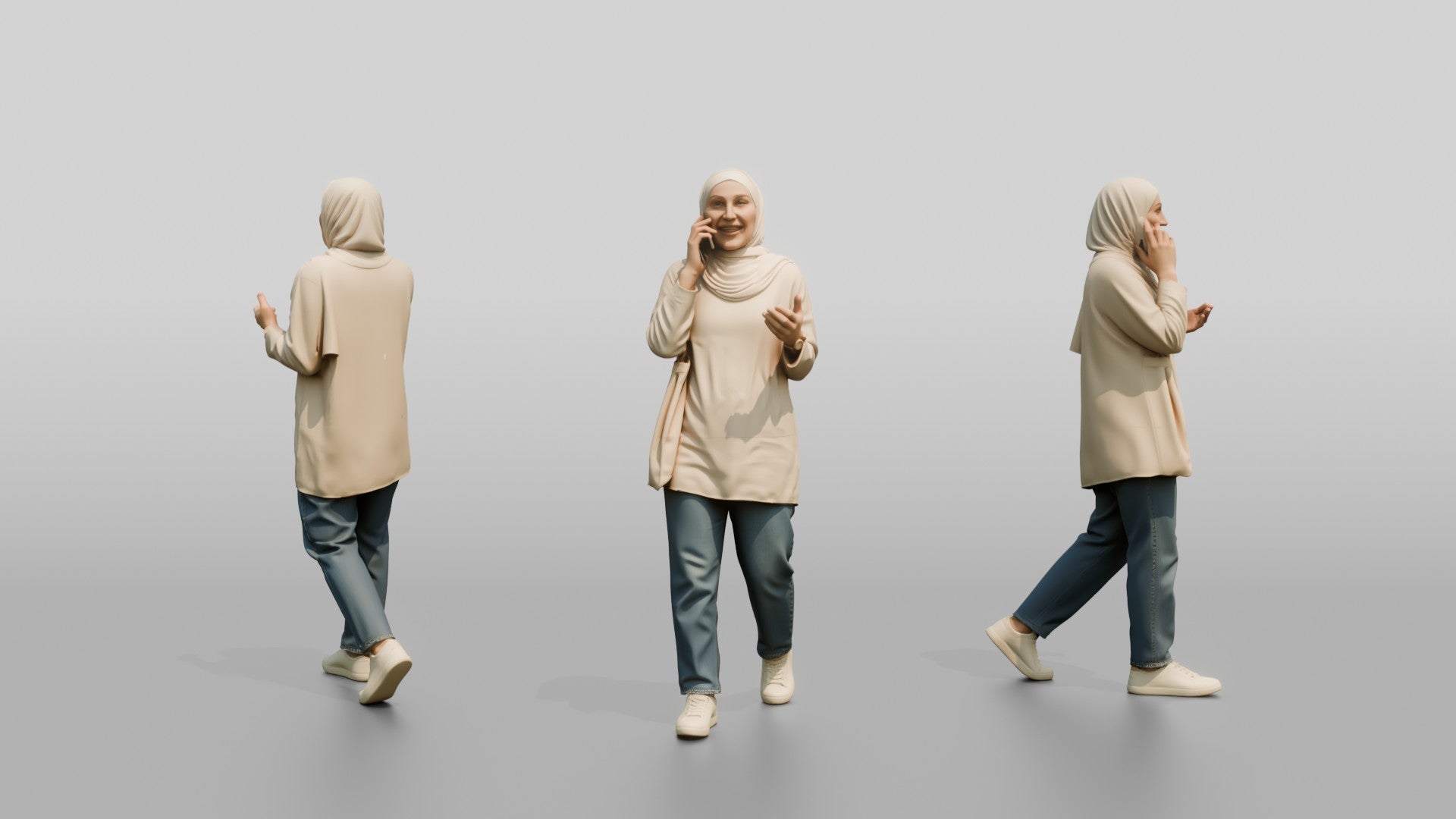 Young Persian Woman in Hijab Talking on Her Phone