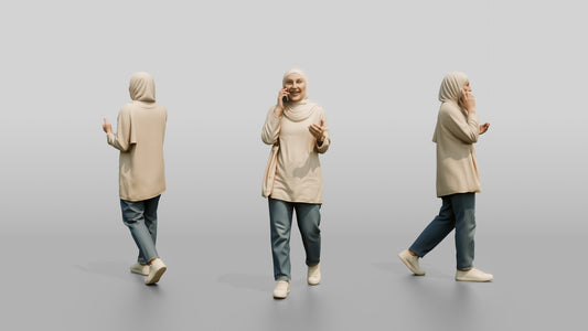 Young Persian Woman in Hijab Talking on Her Phone