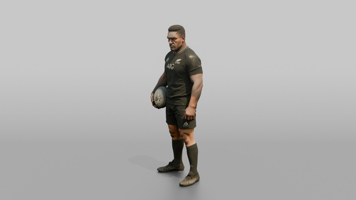 Maori Player Holding the Ball with a Menacing Stare