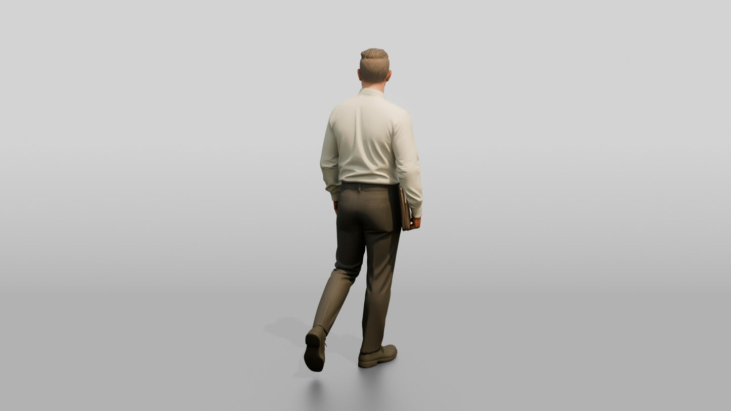 Businessman Walking Down the Hallway