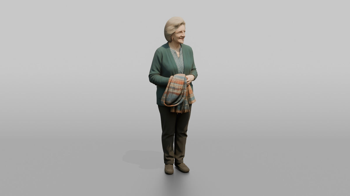 Woman Customer Holding A Folded Scarf - 3D character model