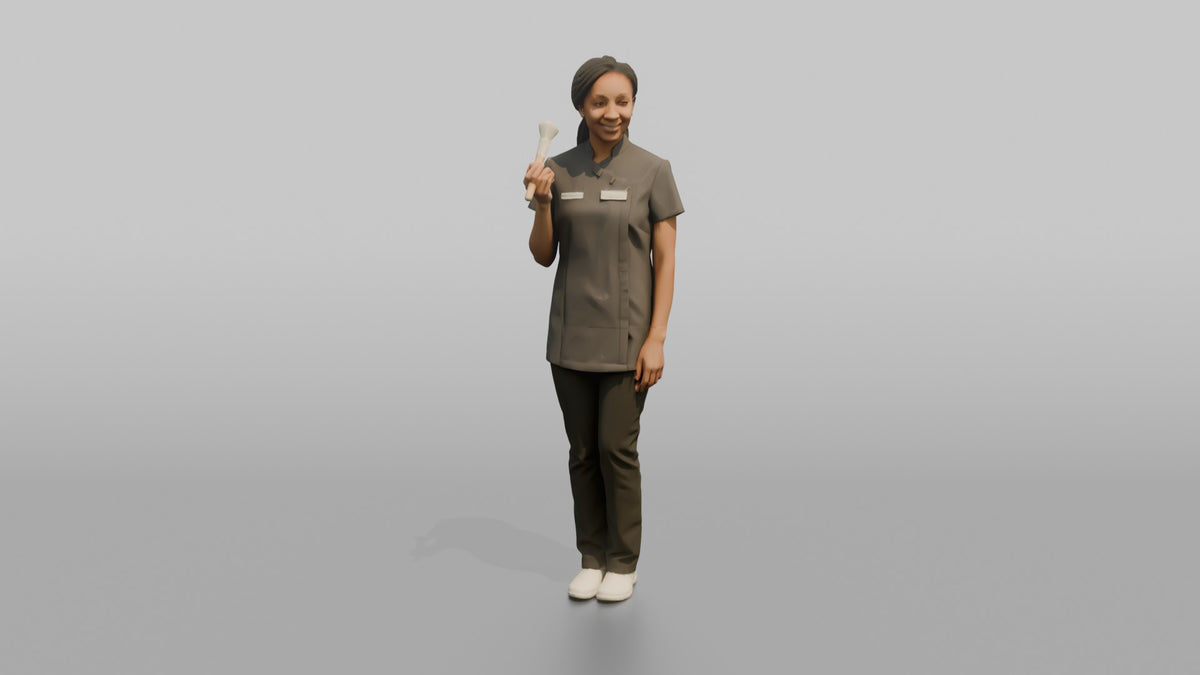 Esthetician Man Holding A Facial Skincare Brush - 3D character model