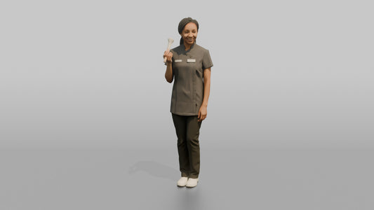 Esthetician Man Holding A Facial Skincare Brush - 3D character model