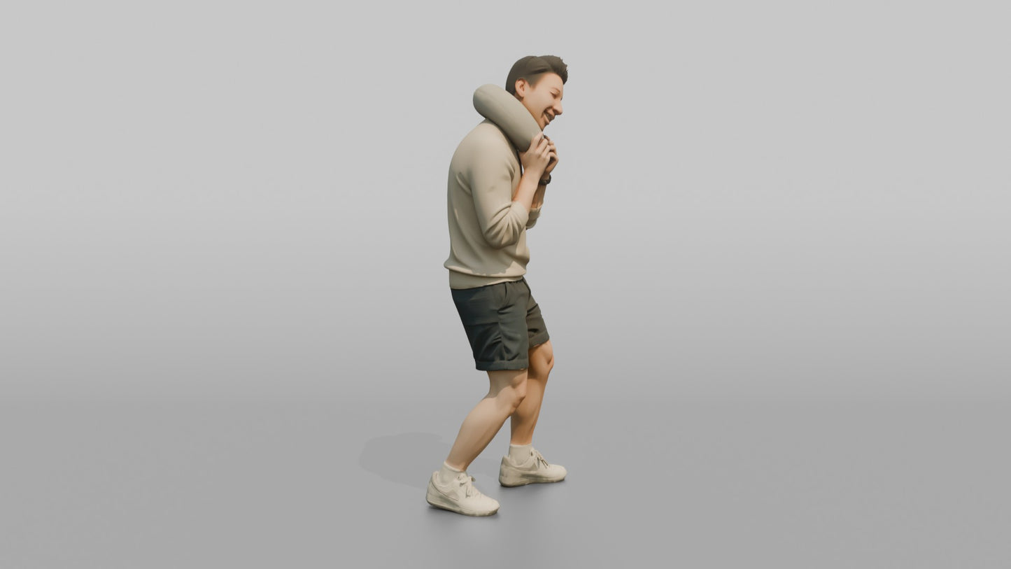 Vacationer Wearing Light Summer Sweater And Shorts