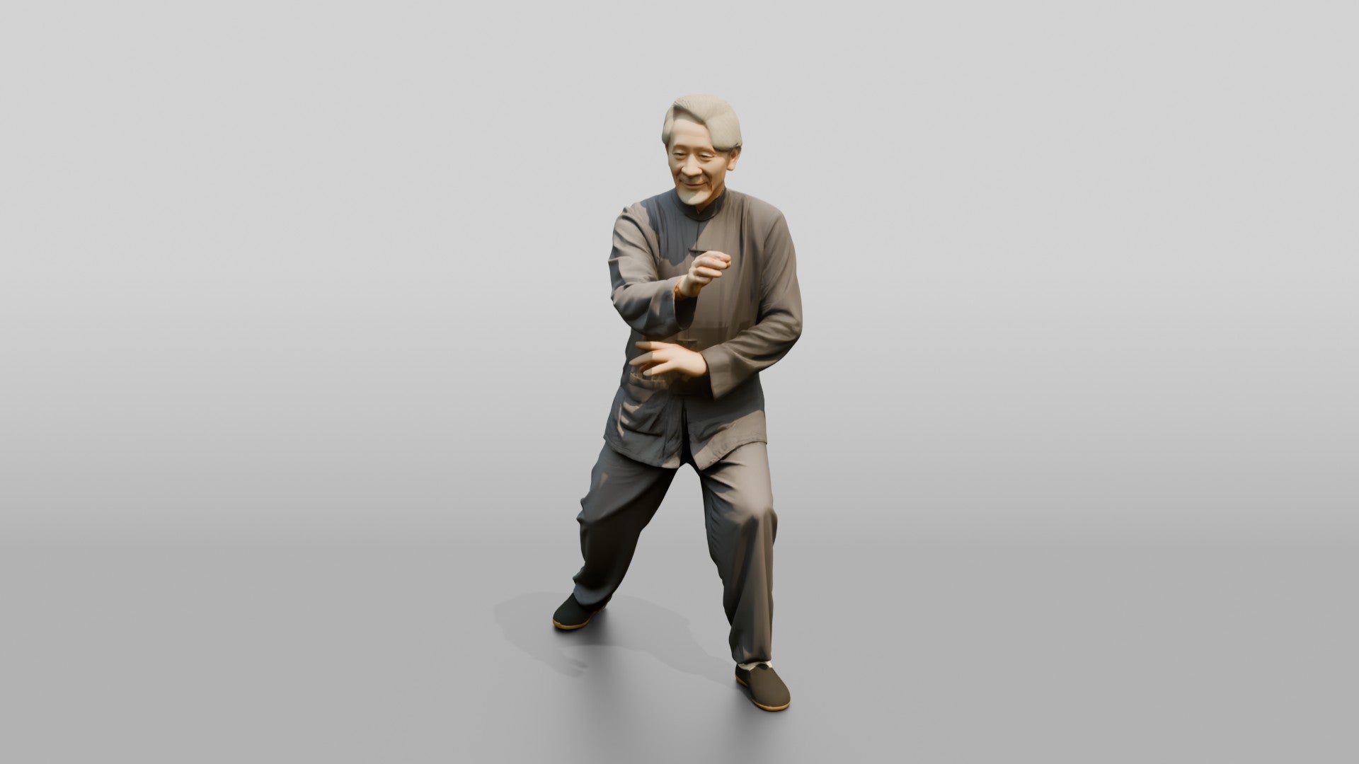 Elderly Chinese Man Practicing Tai Chi