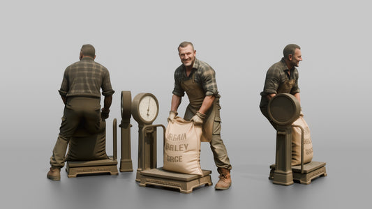 Farmer Hoisting Heavy Sack Of Grain Onto