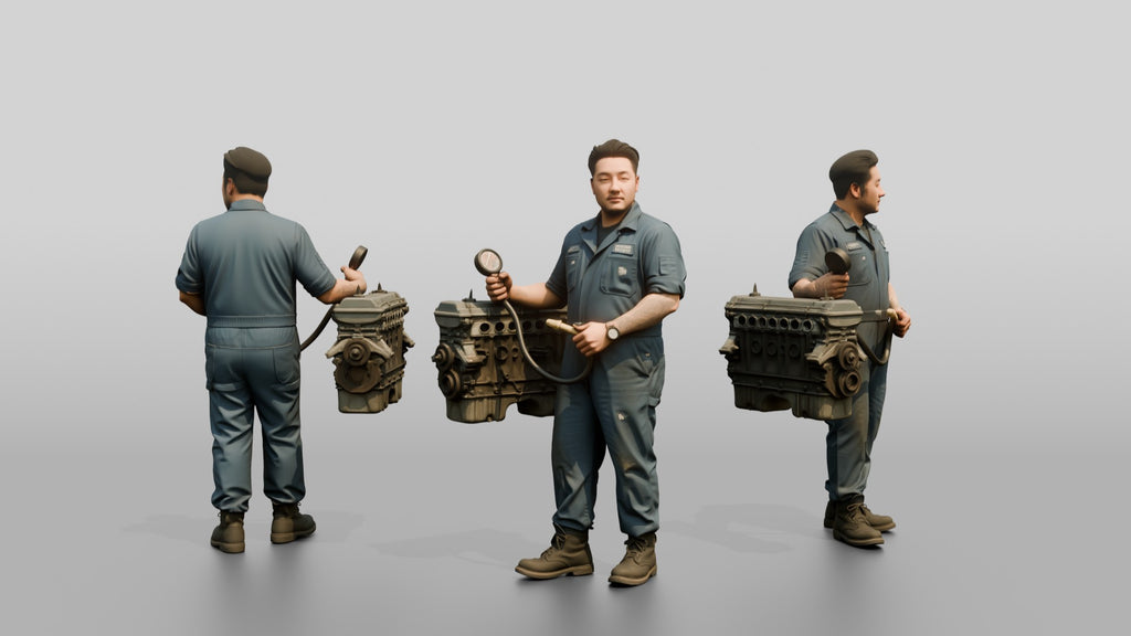 Mechanic Holding a Compression Test Gauge