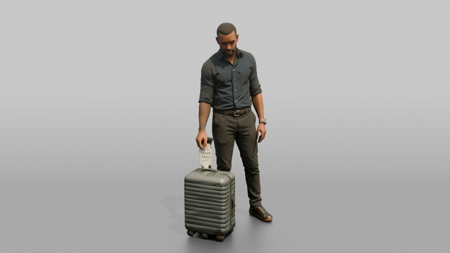 Vacationer Wearing Fitted Shirt And Trousers