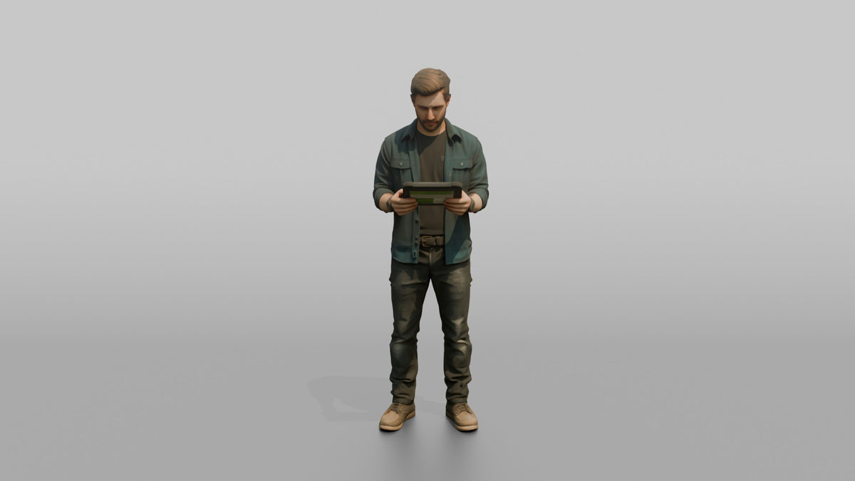 Farmer Holding Digital Tablet To Inspect Crop Health - 3D character model, view 5