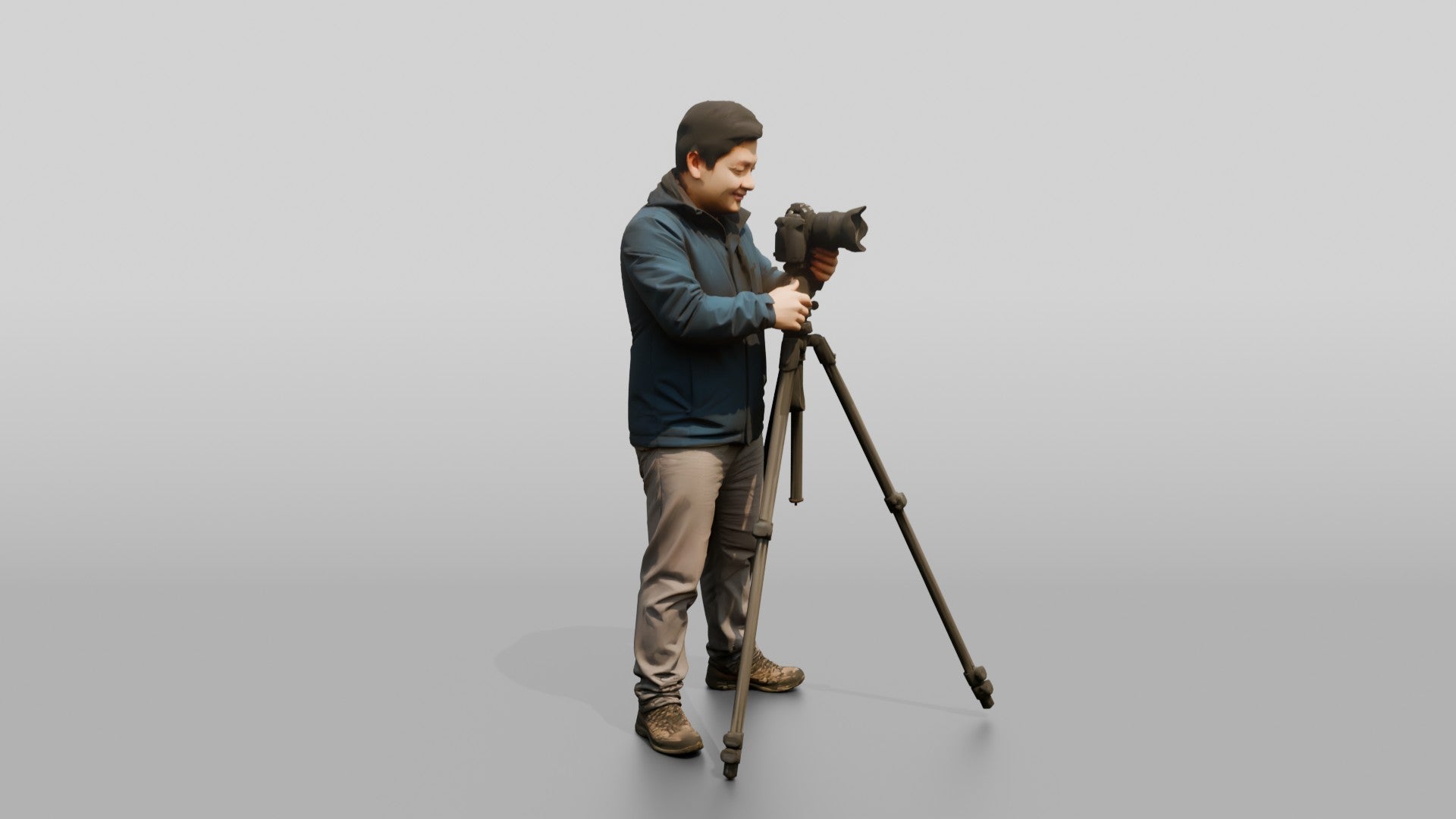 Chinese Man Photographer with Camera Tripod