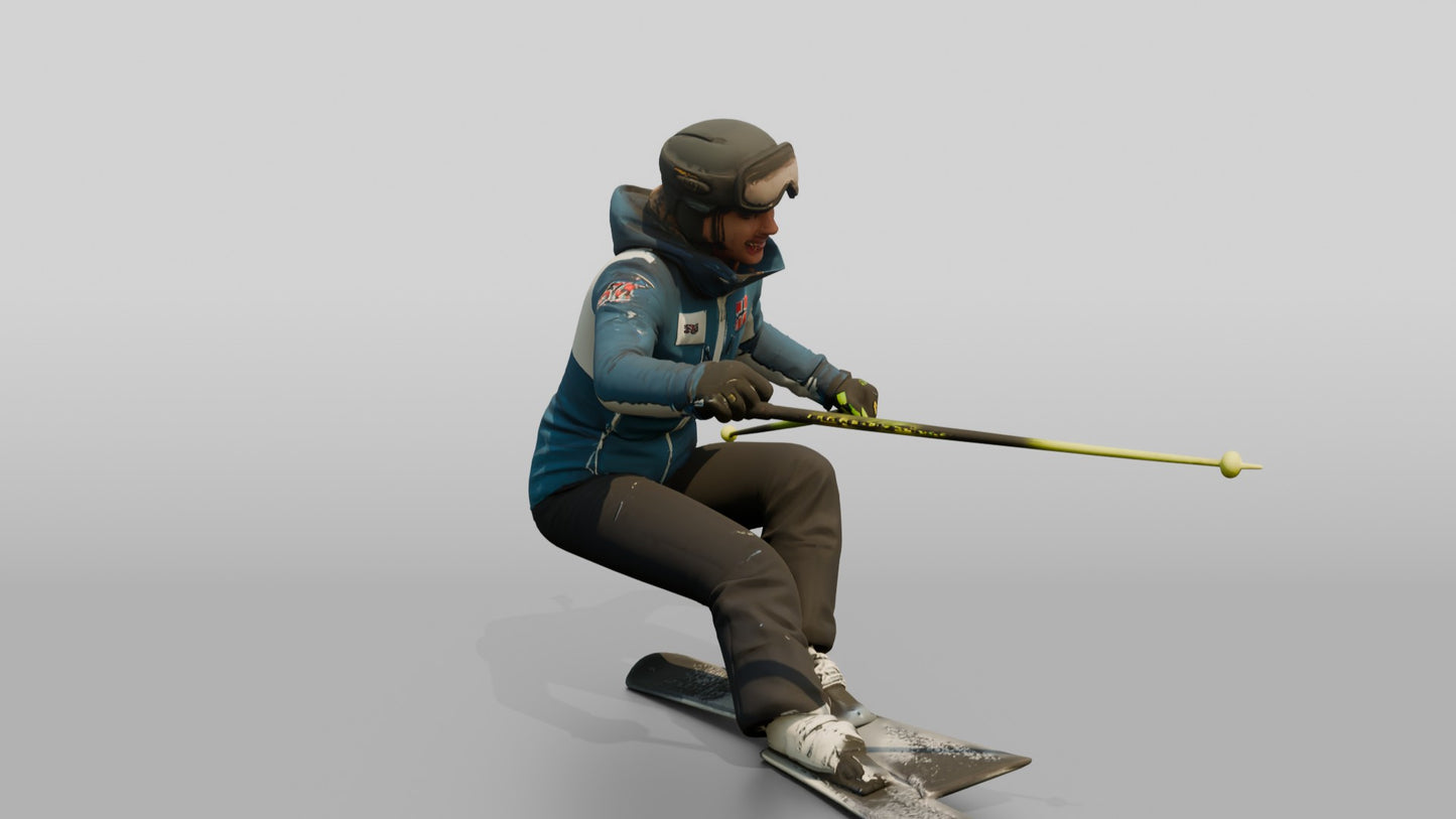 Norwegian Woman Carving a Turn on the Ski Slope