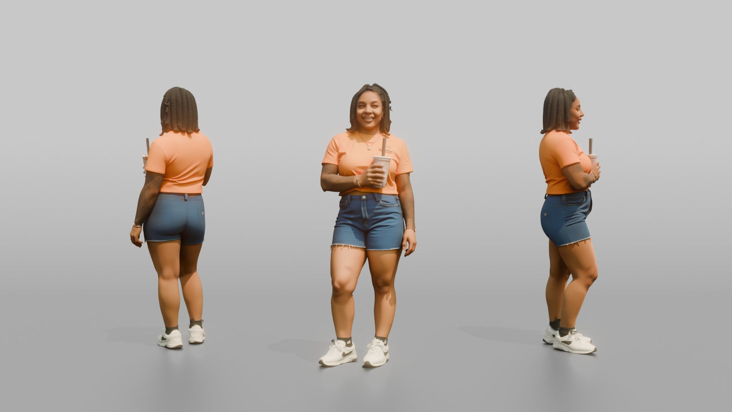 Vacationer Wearing Bright Crop Tee And Casual Shorts