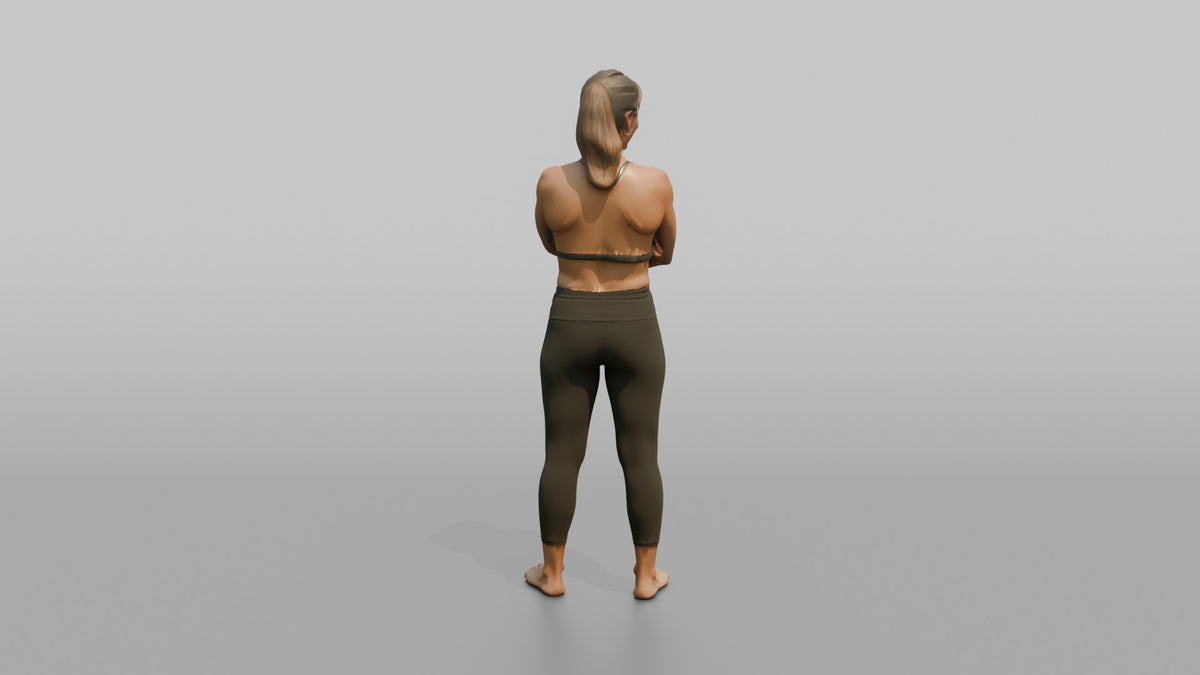 Physique Model Woman Standing With Arms Crossed, Confident Post-workout Stance - 3D character model, view 3