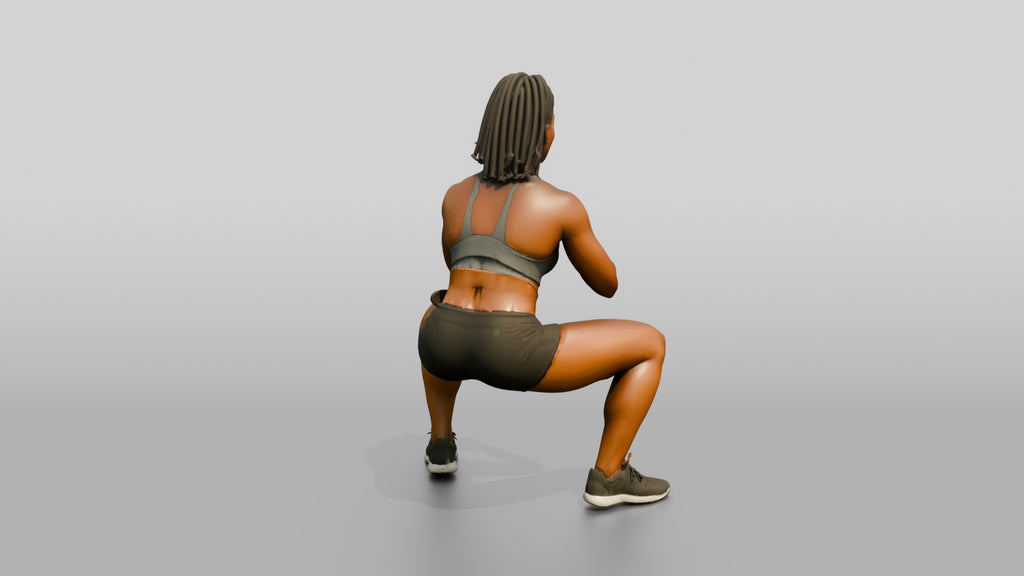 Woman in Squat with Sports Bra
