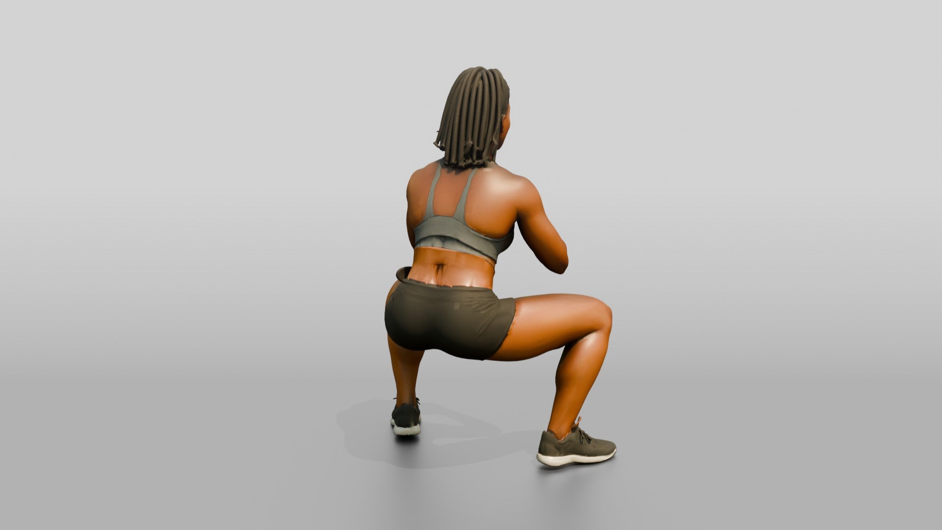 Woman in Squat with Sports Bra