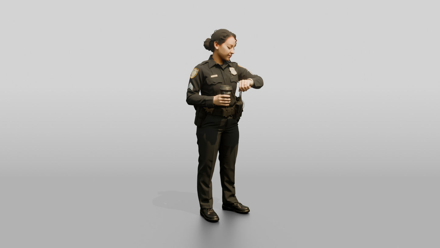 Female Police Officer Checking Her Watch