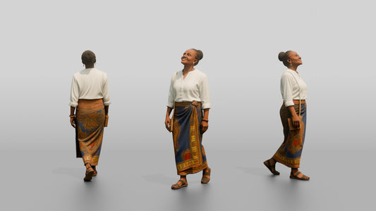 Middle-Aged African Woman in a Printed Wrap Skirt