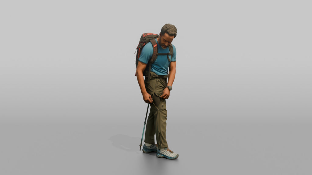 Trekker Unzipping His Trousers Vent
