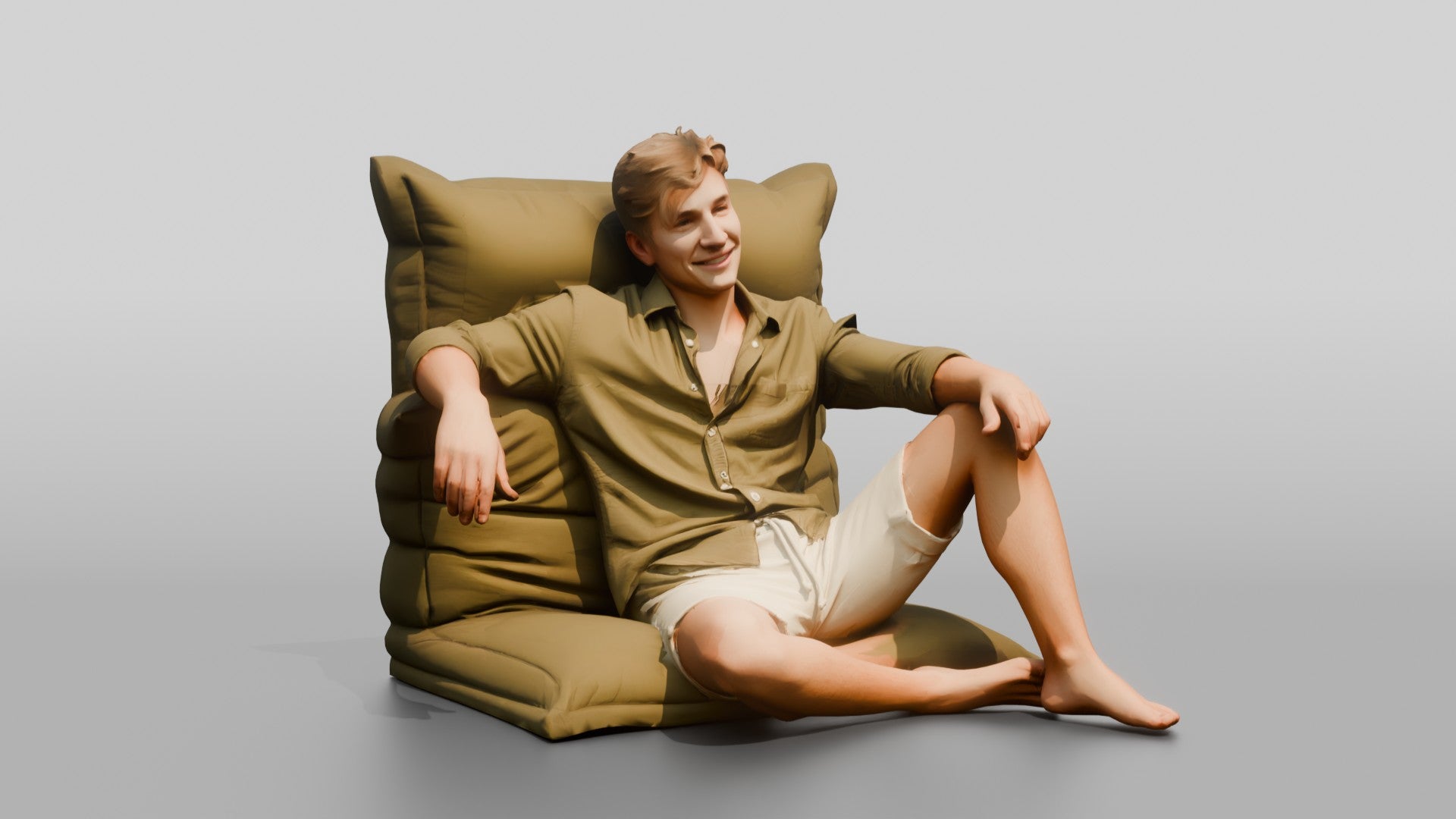 Man Reclining on a Lounge Cushion
