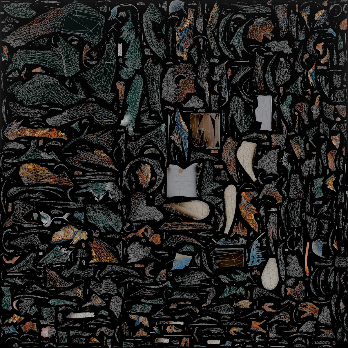 African Boy Sitting Cross-Legged with a Tablet - UV layout, base color map