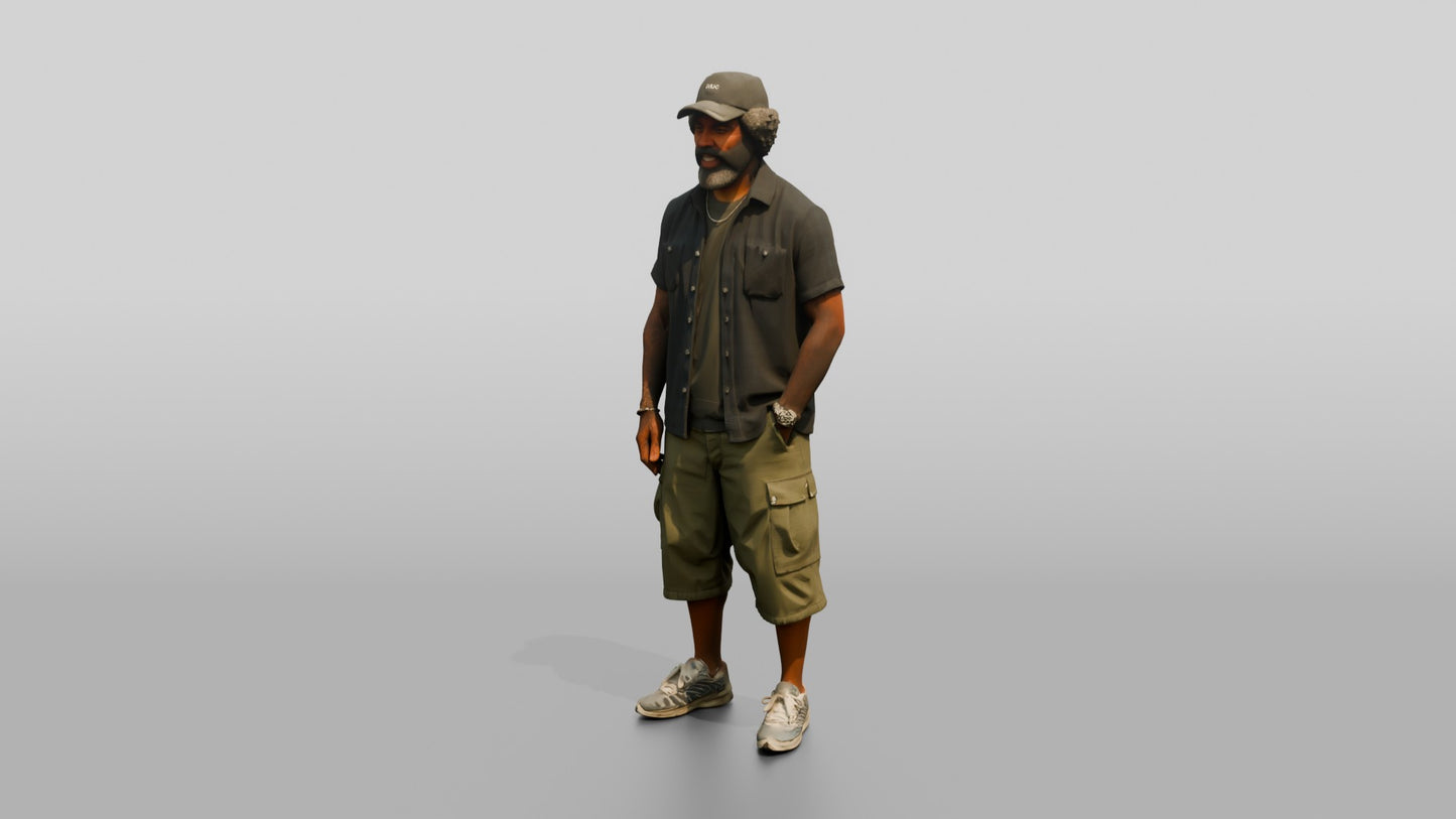 African-American Man Posing Confidently on the Boardwalk