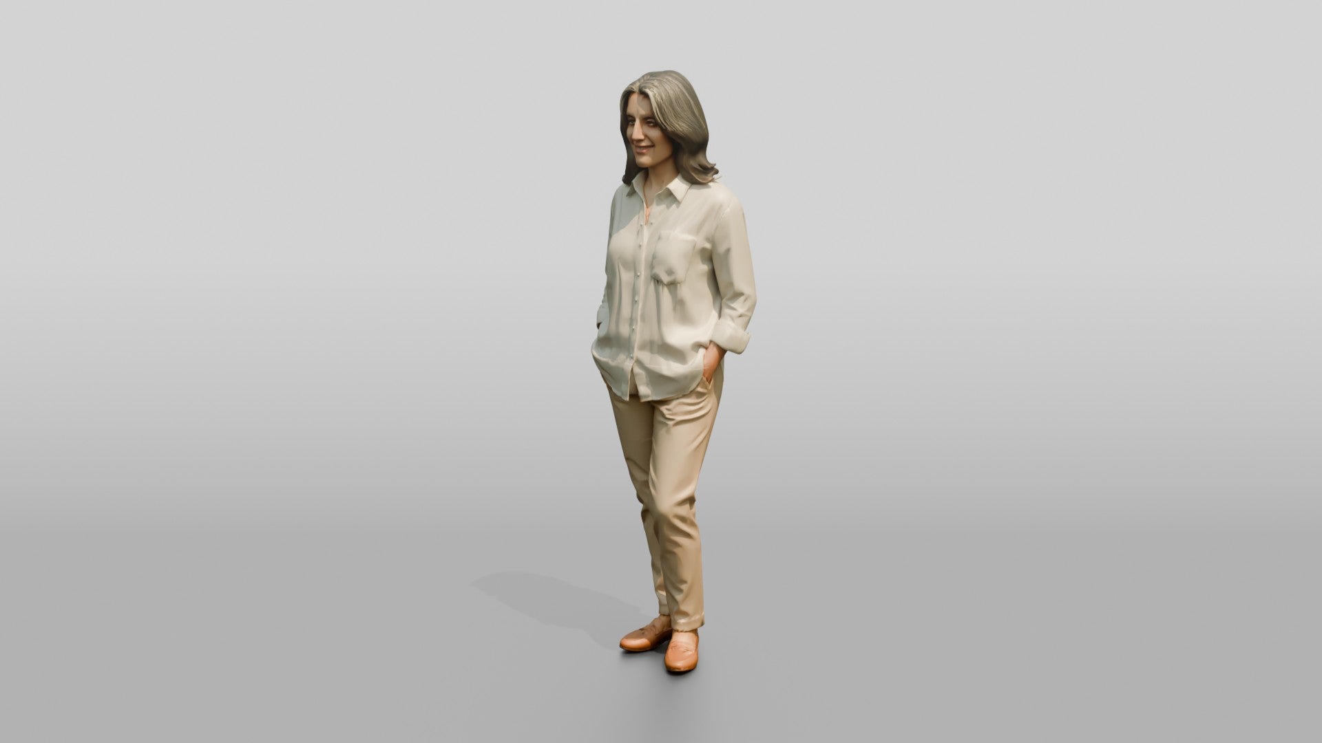 Woman Standing in White Linen