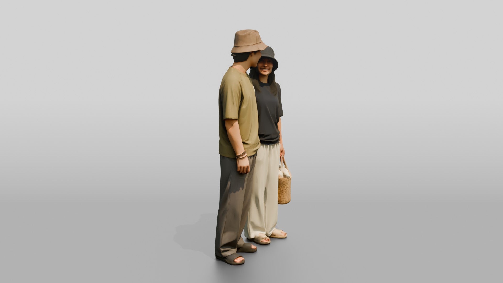 Surf Couple Standing Together on Beach