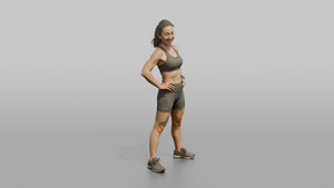 Physique Model Woman Leaning Back Slightly, Hands On Hips - 3D character model