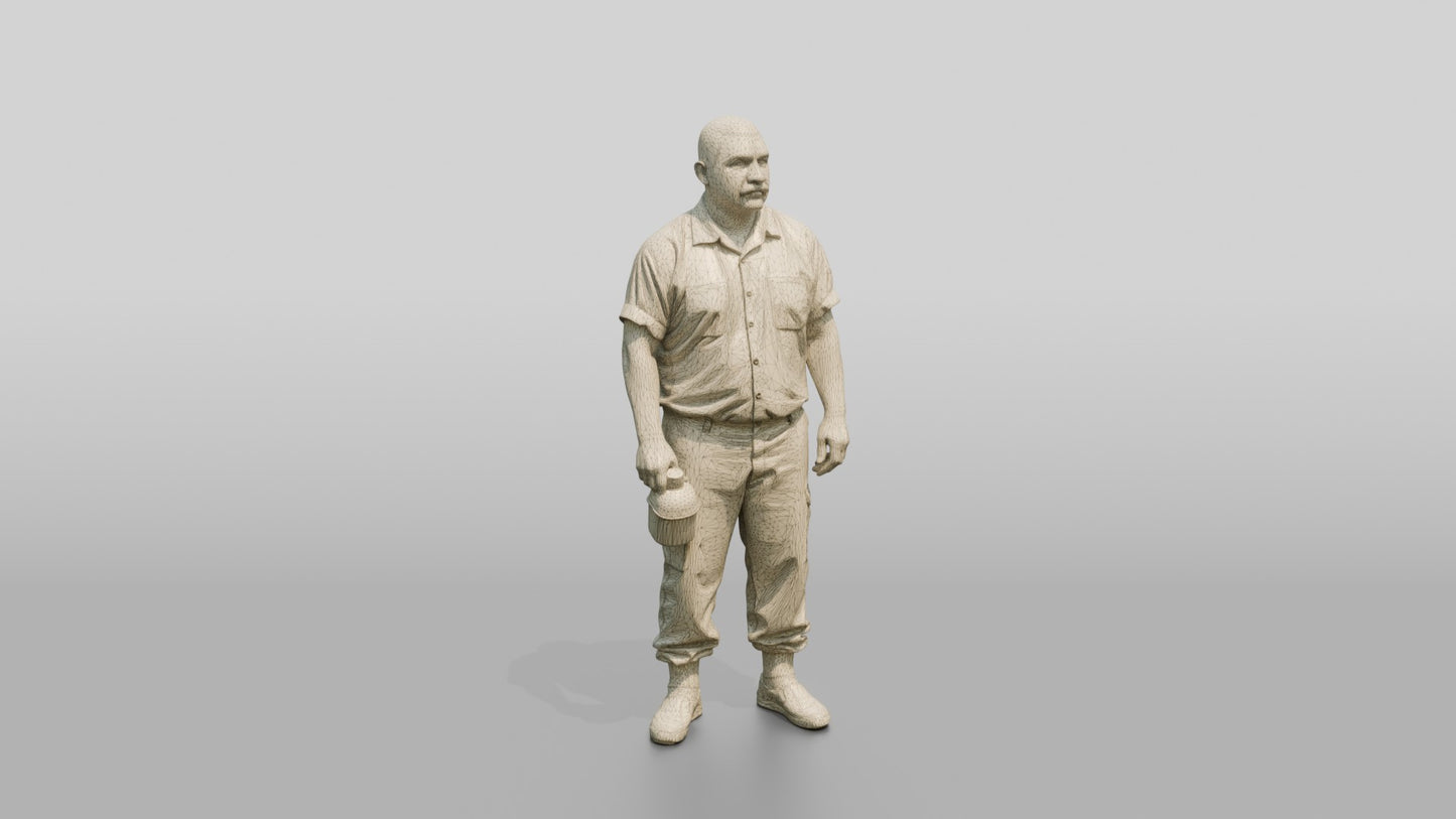 Latino Male Prisoner in a Dark Green Uniform