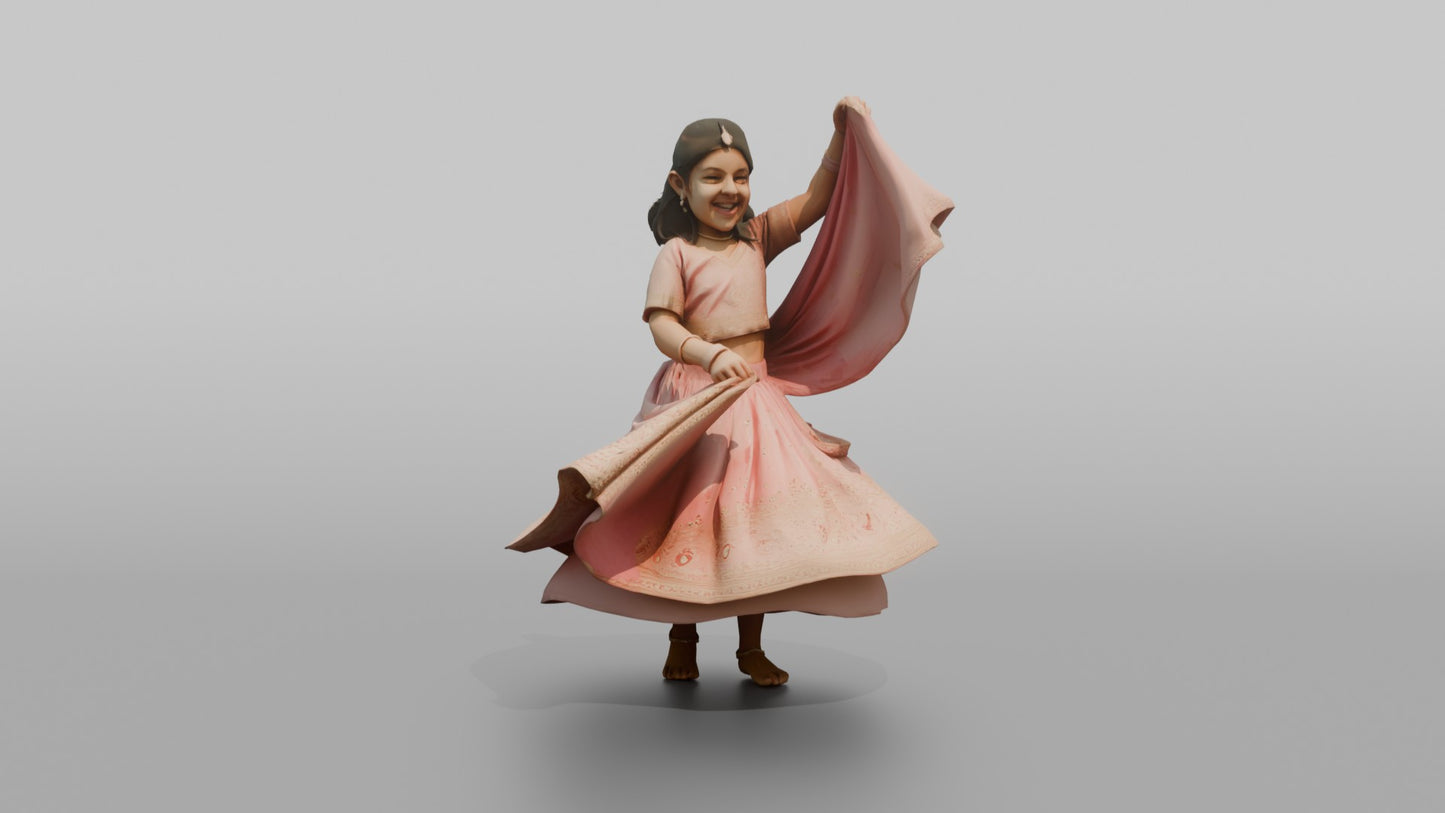 Flower Girl Spinning in a Pink Lehenga