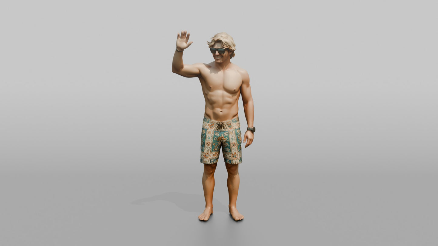 Surfer Waving to a Friend