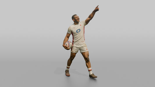 English Winger Pointing to the Sky After a Try - 3D character model, view 1