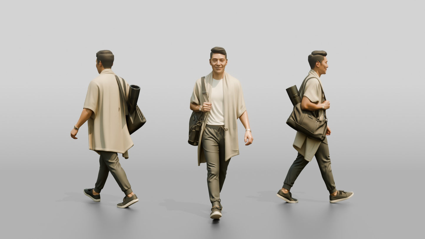 Walking Man in Linen Wrap