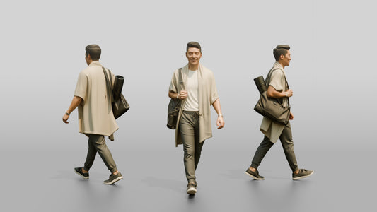 Walking Man in Linen Wrap