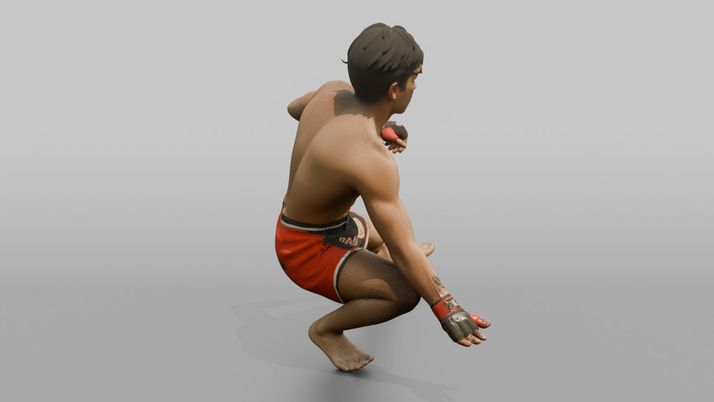MMA Fighter Low Sweeping Evasive Maneuver