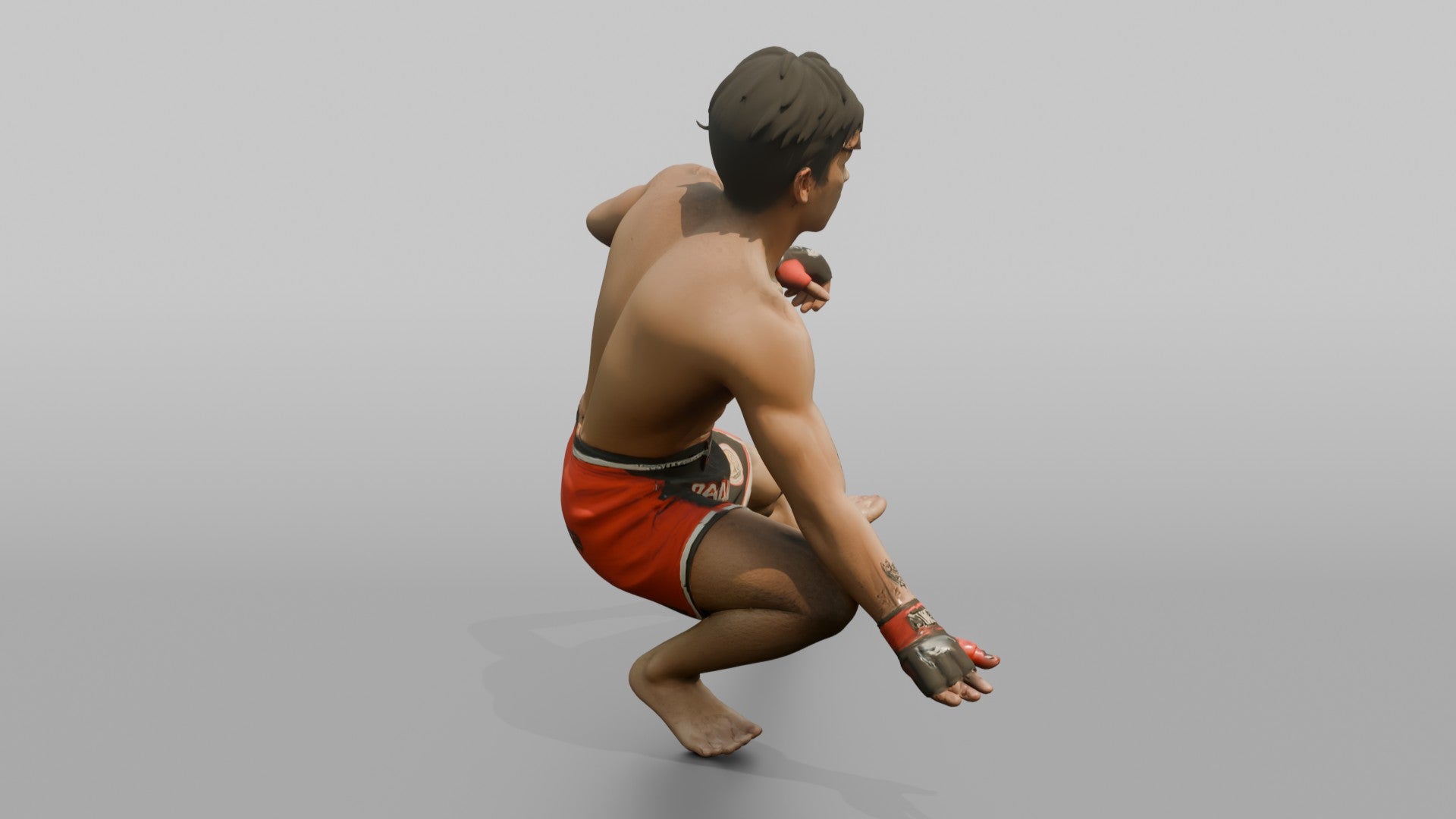 MMA Fighter Low Sweeping Evasive Maneuver