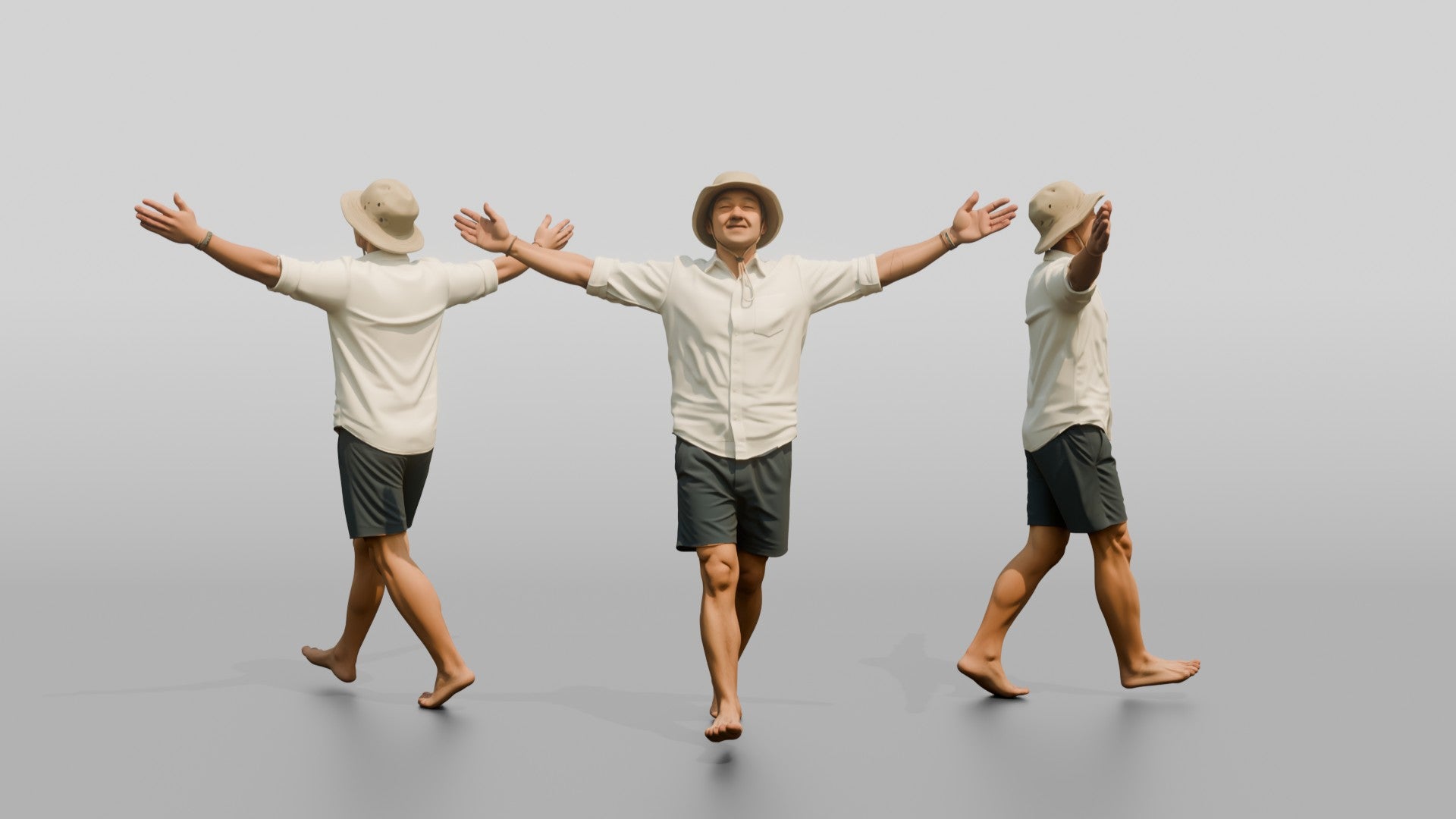 Man Stretching Arms in Ocean Breeze