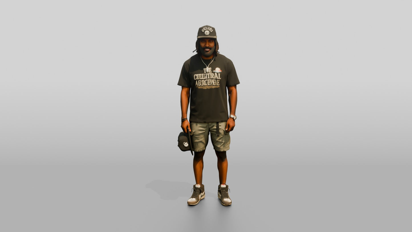African-American Man in Heavyweight Graphic Tee