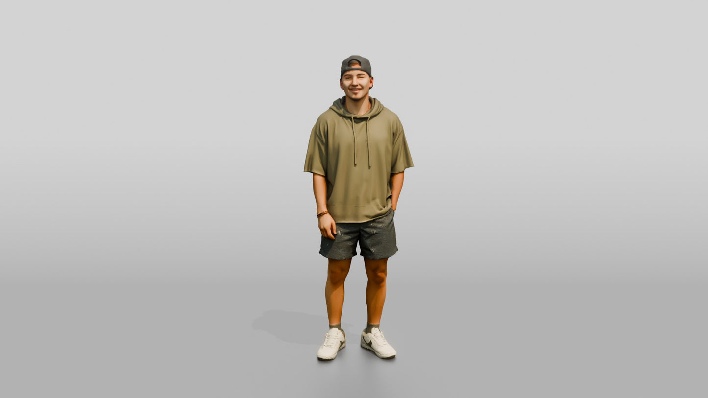Latino Man Relaxed Pose in Terry Cloth Hoodie