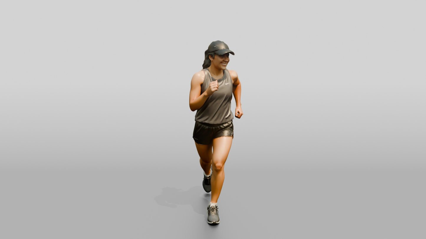 Latina Woman Running on the Boardwalk in Athleisure Set