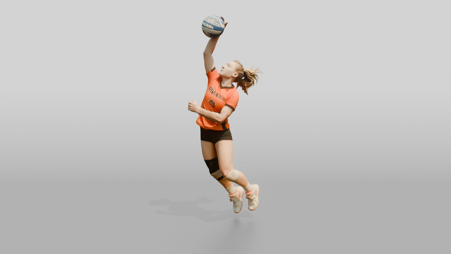 Caucasian Female Volleyball Player in Orange Jersey