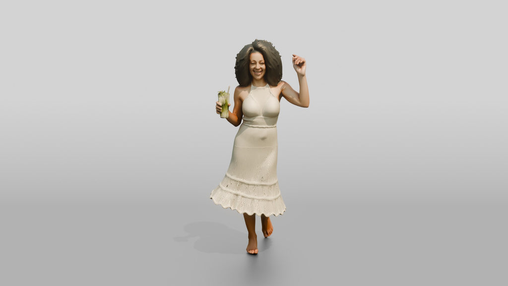 Woman Dancing in a Crochet Dress